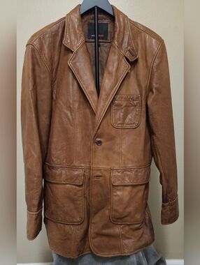 Men’s Tan Soft Leather Coat by Murano Sport
